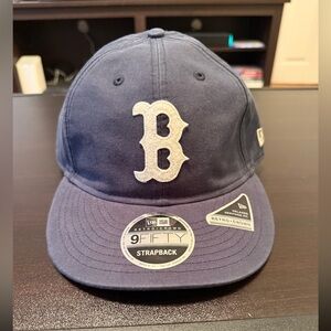 Boston Red Sox New Era Navy Strapback Cap with White Logo